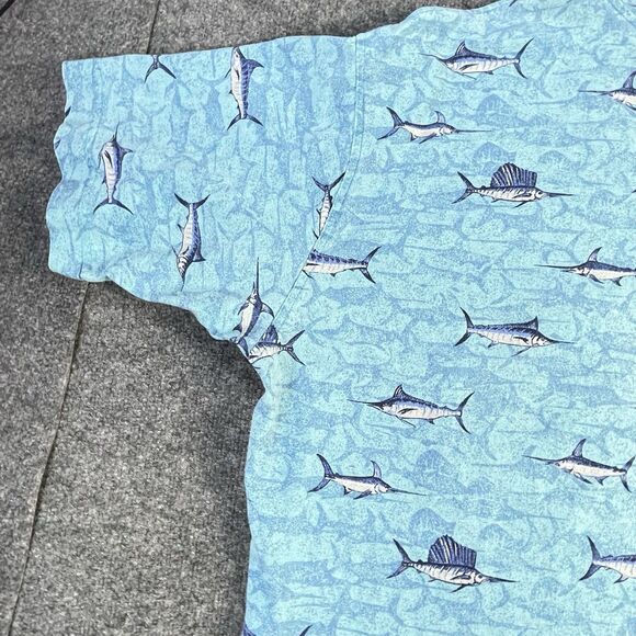 Vintage Blue Water Shirt Mens 3XL Blue Marlin Fish Fishing All Over XXXL - Picture 14 of 15